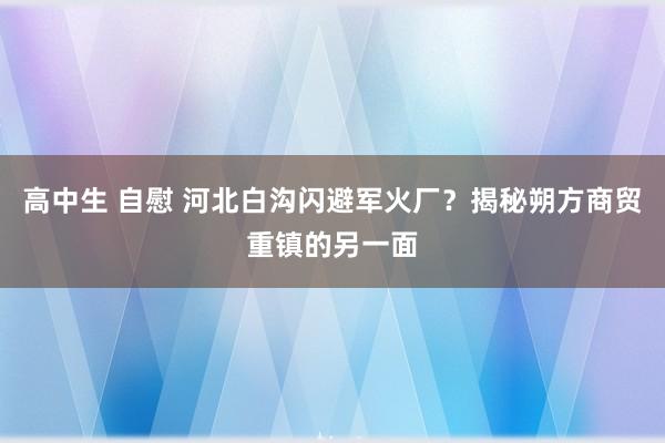 高中生 自慰 河北白沟闪避军火厂？揭秘朔方商贸重镇的另一面