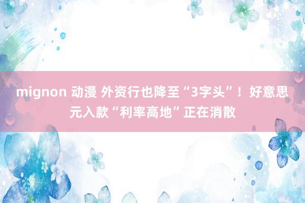 mignon 动漫 外资行也降至“3字头”！好意思元入款“利率高地”正在消散