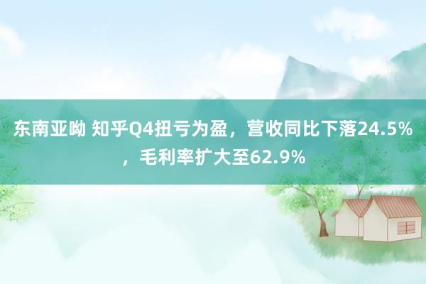 东南亚呦 知乎Q4扭亏为盈，营收同比下落24.5%，毛利率扩大至62.9%